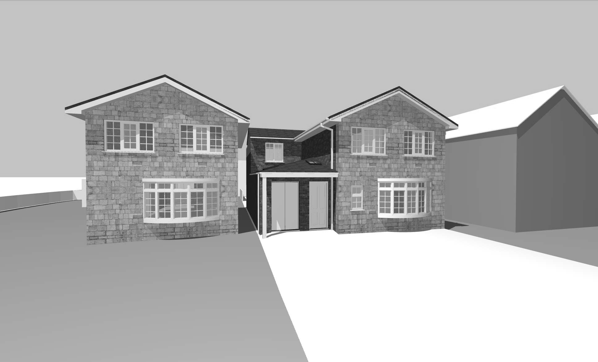 Wheatfield Lane 2 storey extension 3D-View 01
